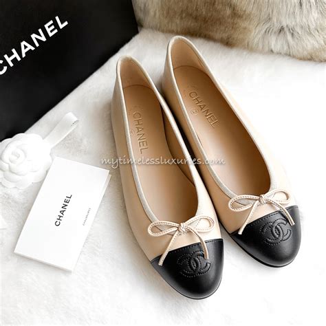 chanel ballerina flats beige black|Chanel ballerina flats classic.